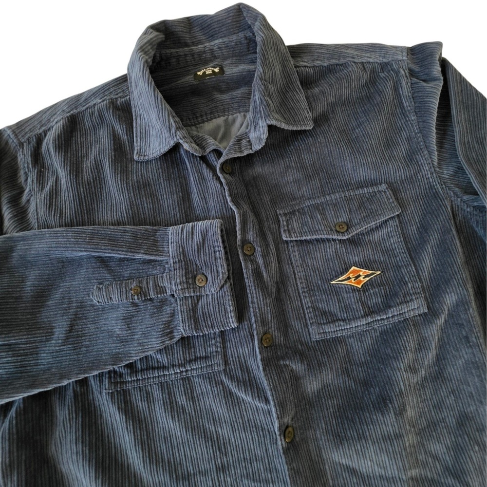 Billabong Mens Bong Days Corduroy Button Down Shirt Jacket Shacket Navy Blue XL